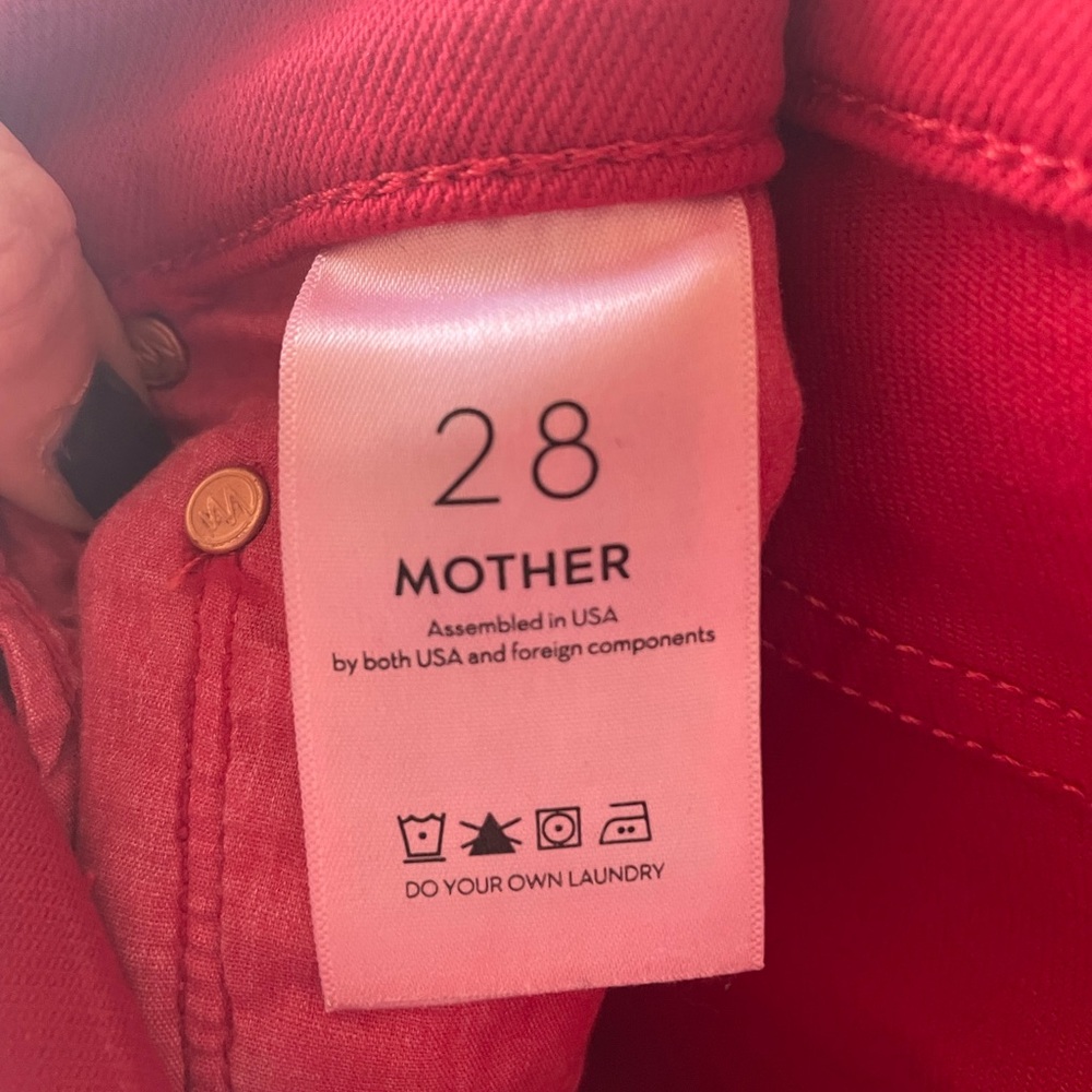 MOTHER Bold Red Denim High Waisted Weekender Skimp Jeans Sz28 - Picture 3 of 12